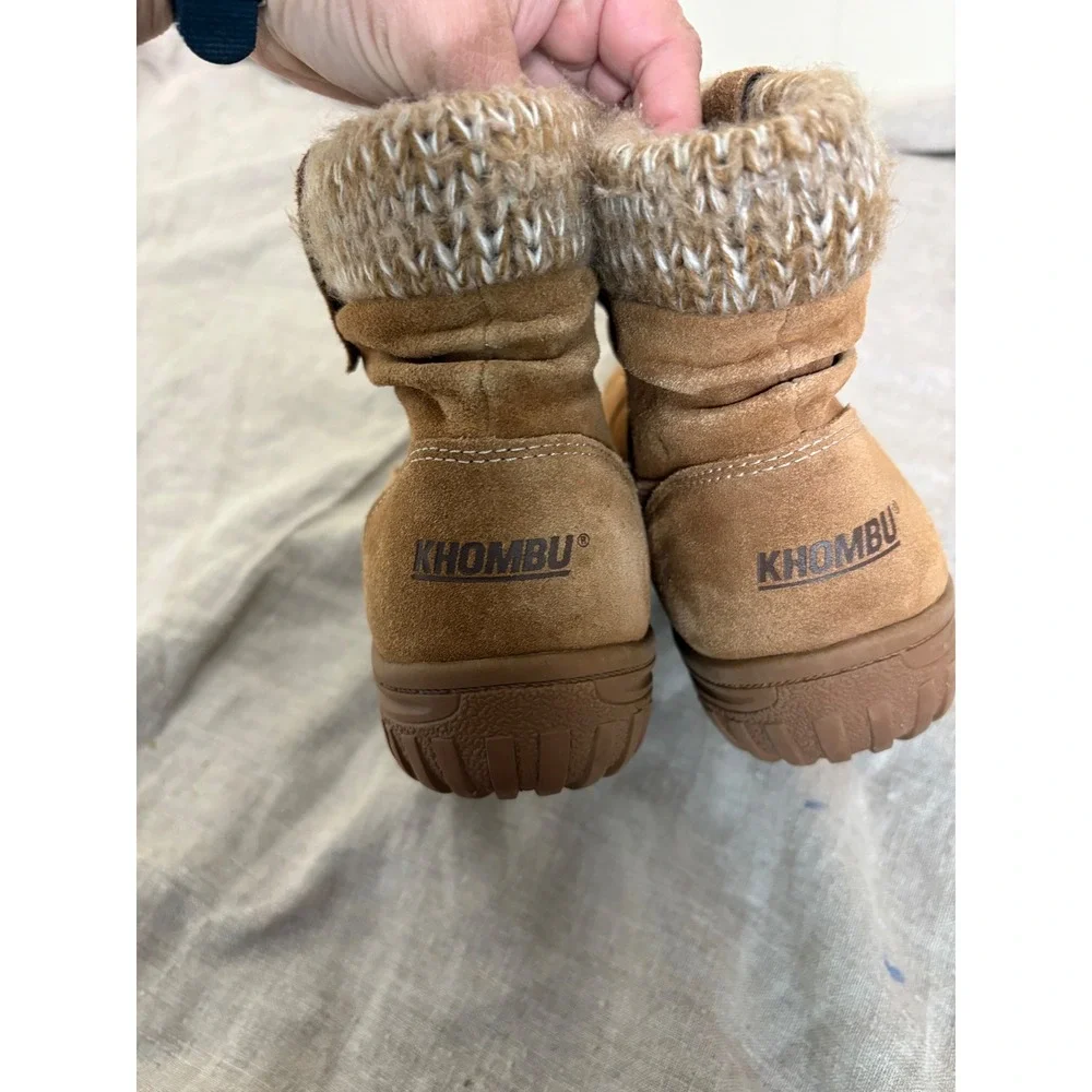 Khombu Laura Womens Tan Suede Knit Cuff Winter‎ Ankle Boots Size 8M 1412962